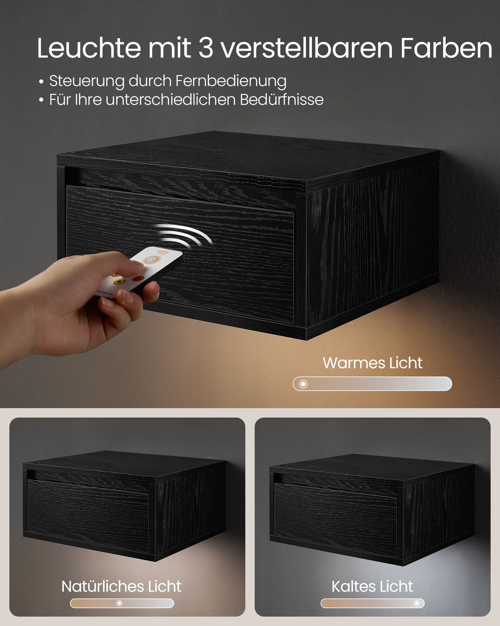 Hanging wall shelf set of 2 black