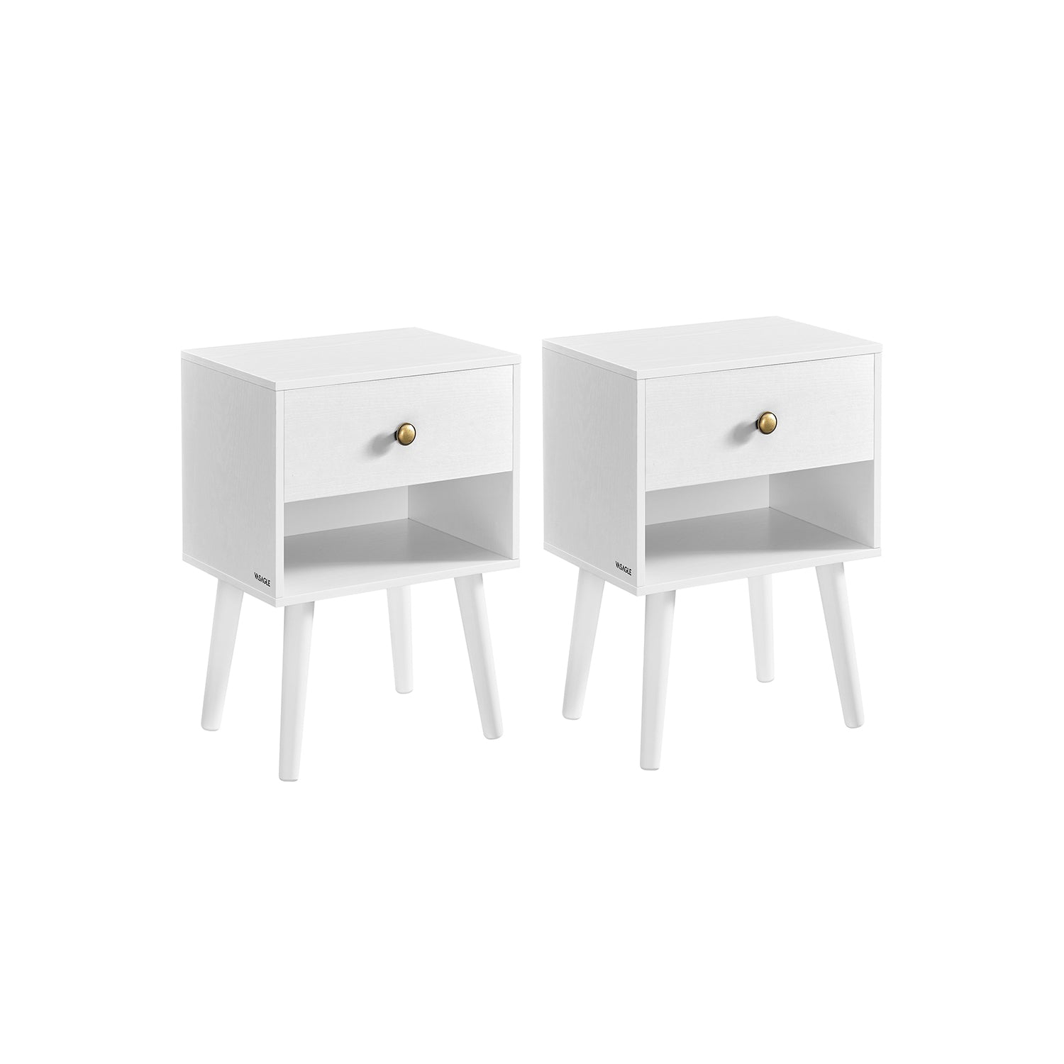 Bedside table set of 2 with drawer and board
