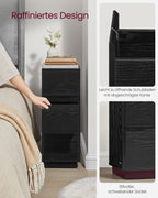 Narrow bedside table set of 2 with drawers in ebony black