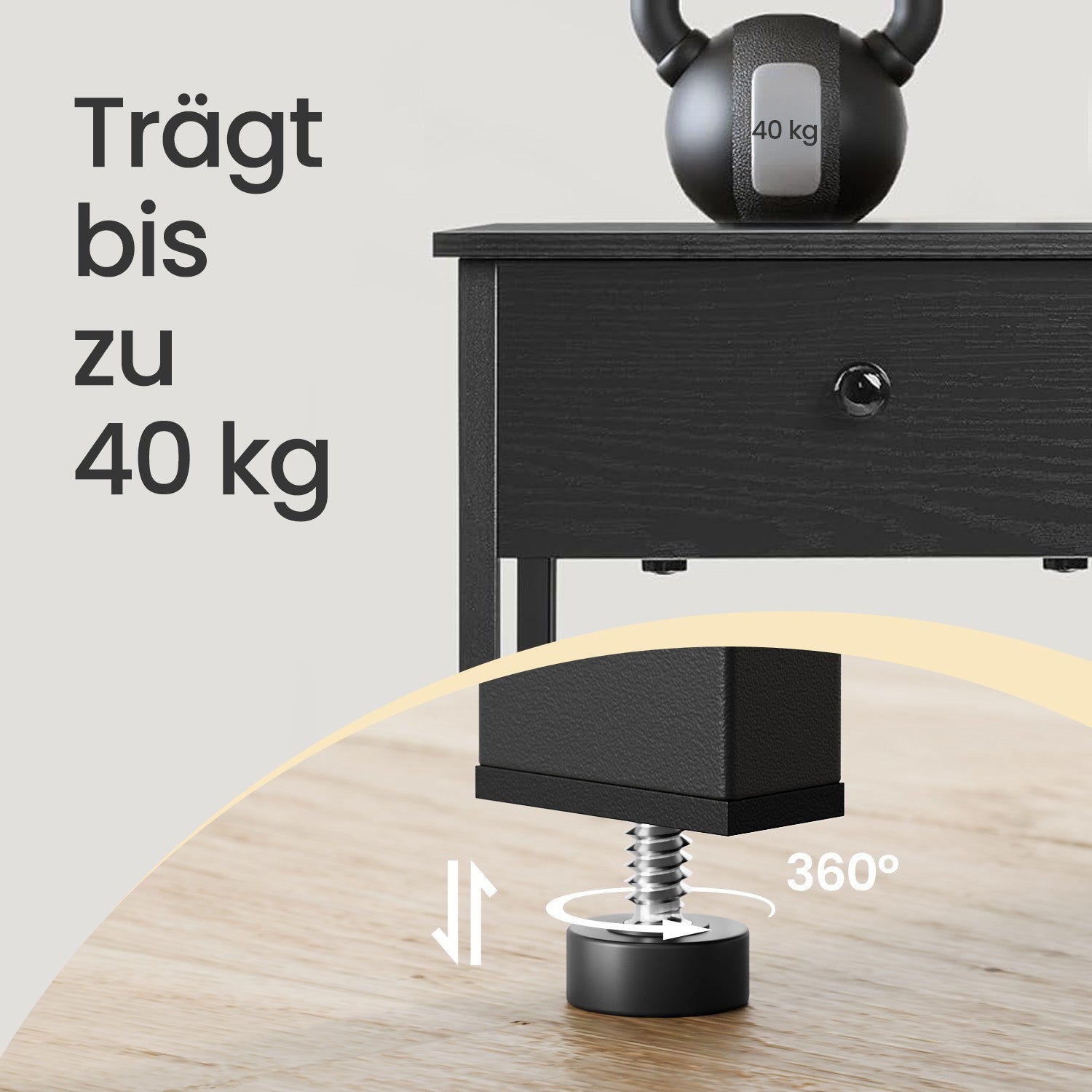 Side table - With drawer and board - Ebony black