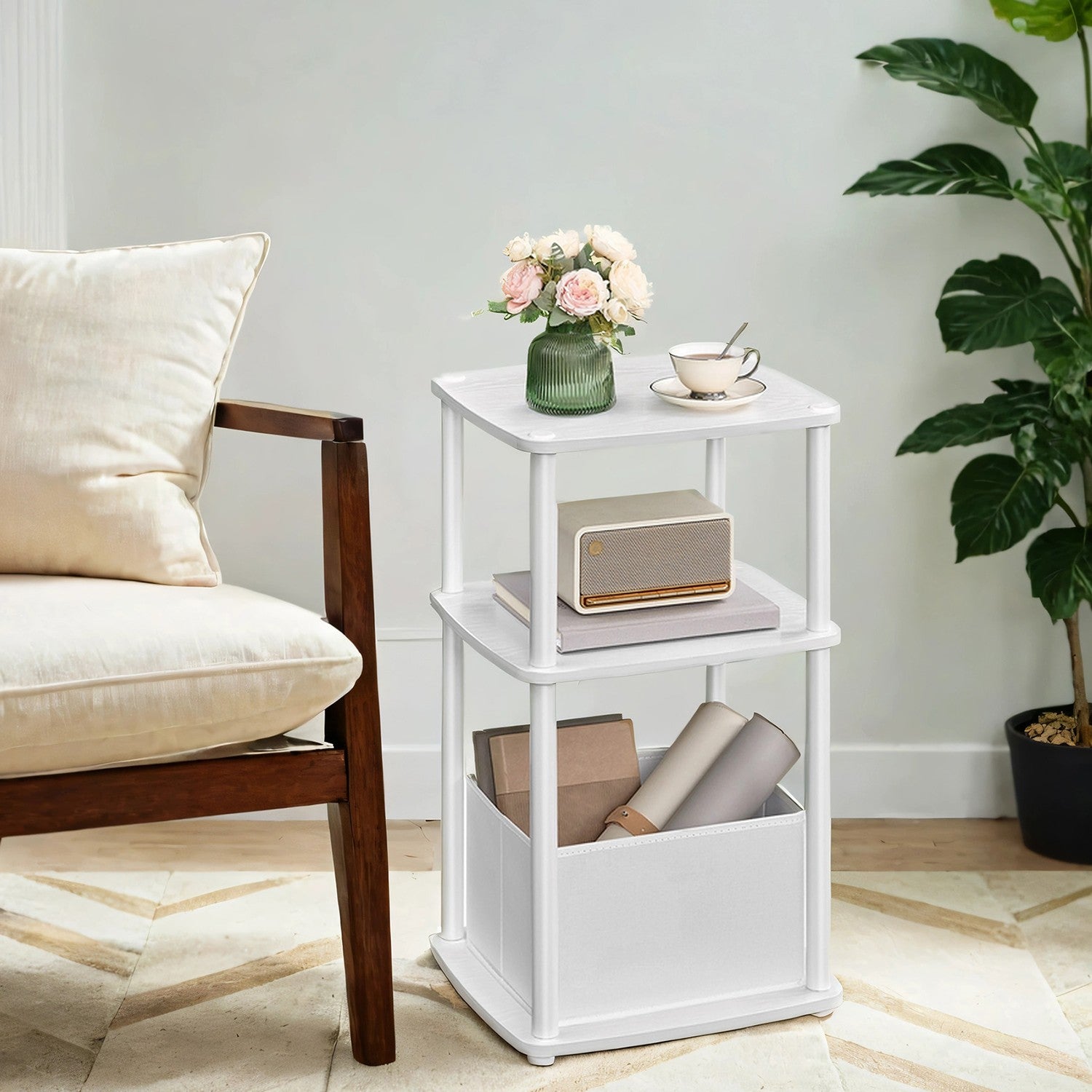 Side table with 3 shelves - 30 x 34 x 58 cm, Snow White