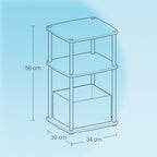 Side table with 3 shelves - 30 x 34 x 58 cm, Snow White