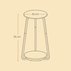 Side table - Round - 2 levels - Glass top and board