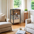 Side table, small bedside table with socket, narrow