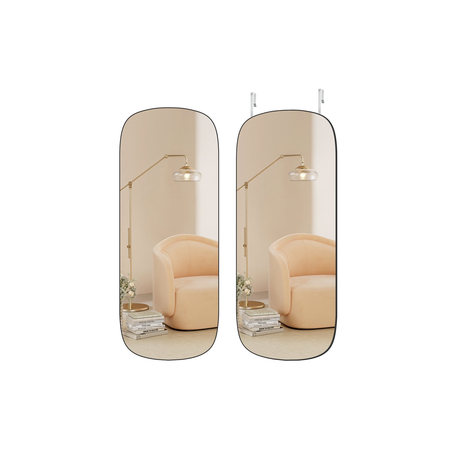 Wall mirror - Bented corner - Framless - Black