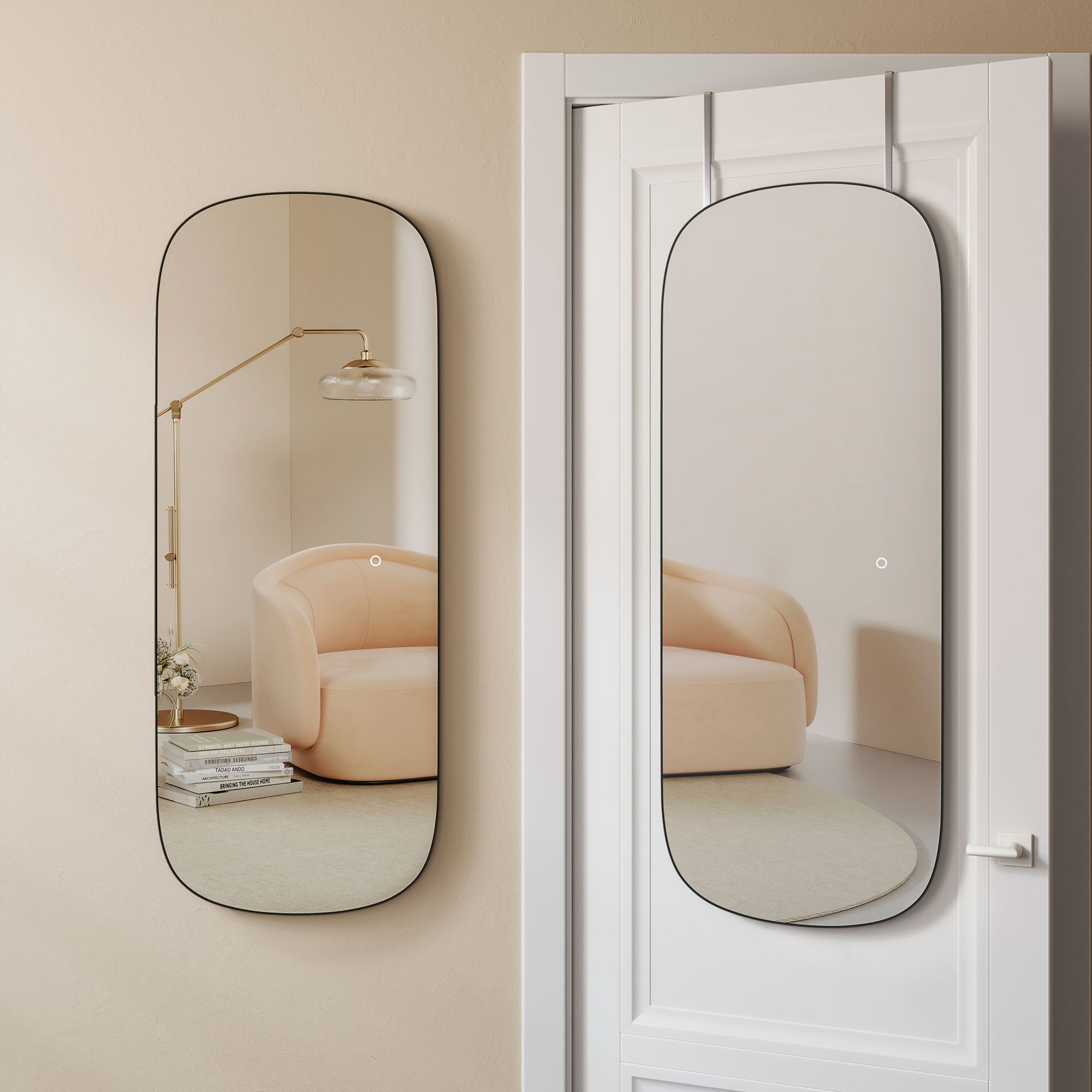 Wall mirror - Bented corner - Framless - Black