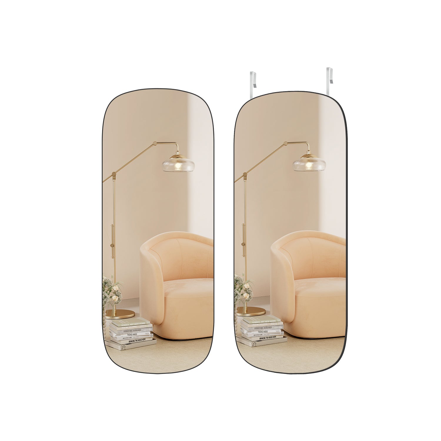 Wall mirror - Bented corner - Framless - Black