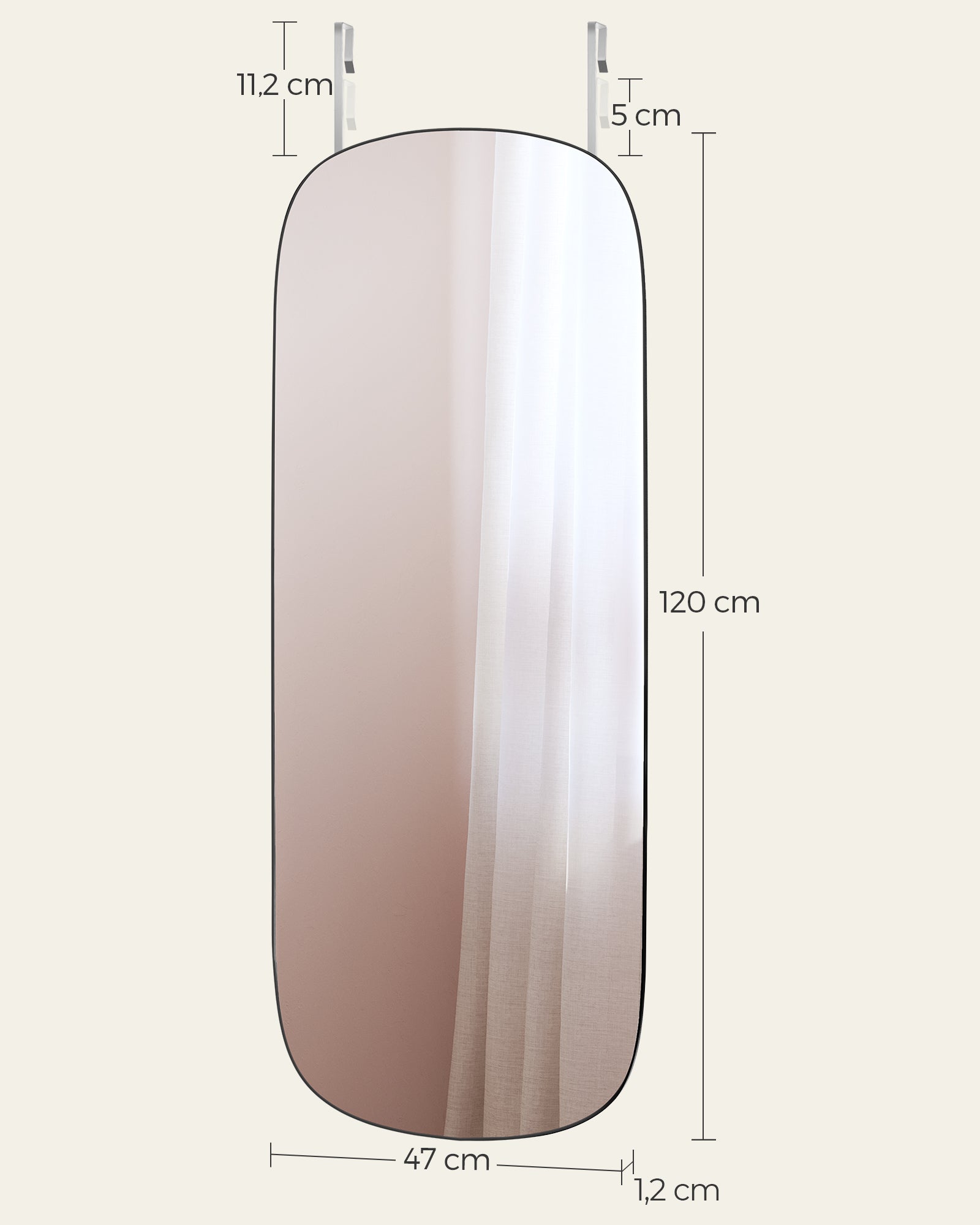 Wall mirror - Bented corner - Framless - Black