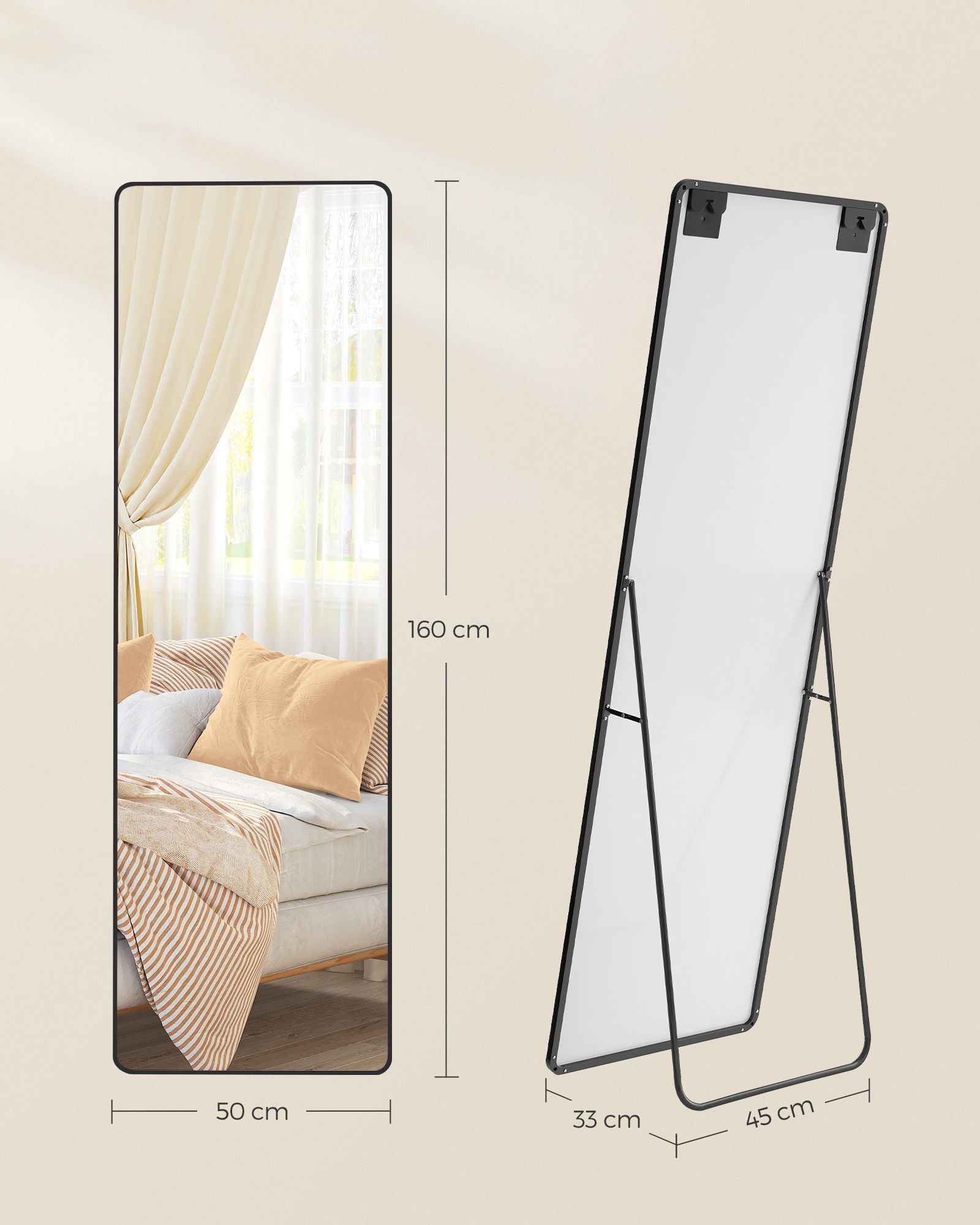Pass mirror 160 x 50 cm rectangular ink black