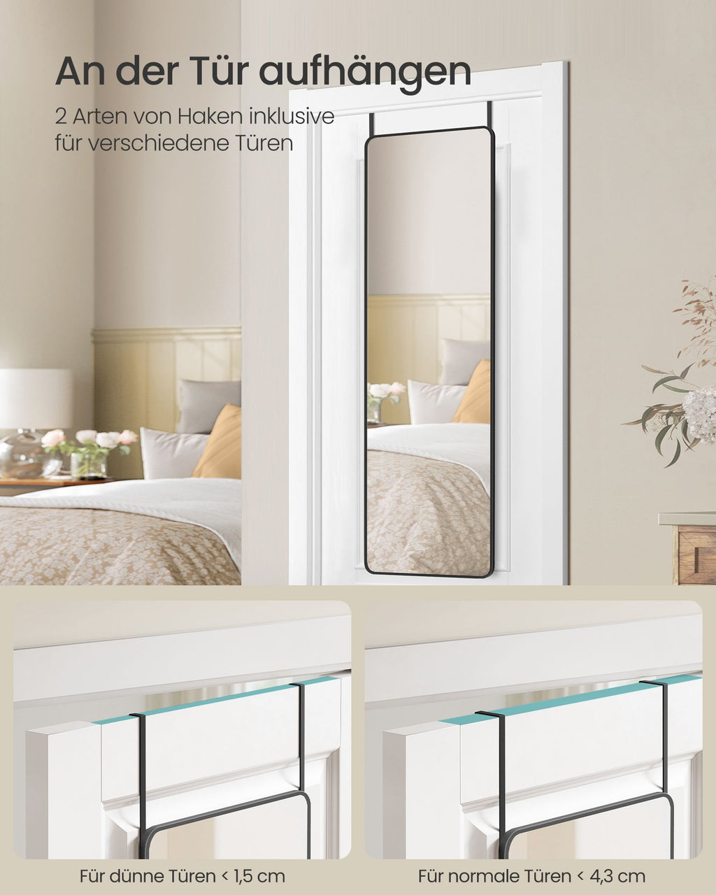 Pass mirror 120 x 40 cm rectangular ink -black