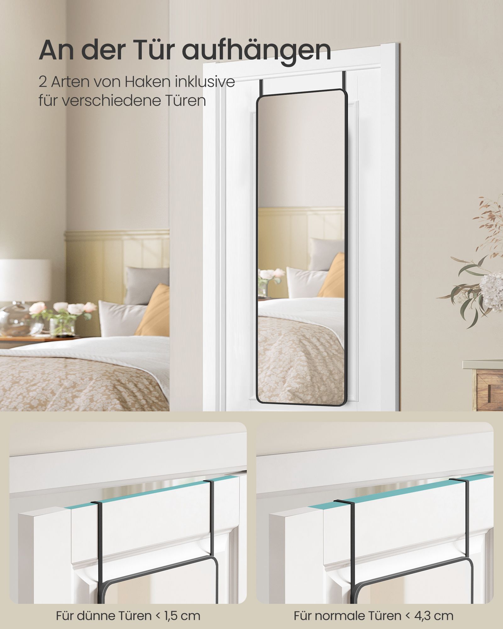 Pass mirror 120 x 40 cm rectangular ink -black