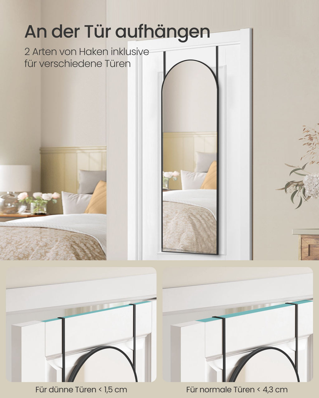 Pass mirror 120 x 40 cm curved ink black