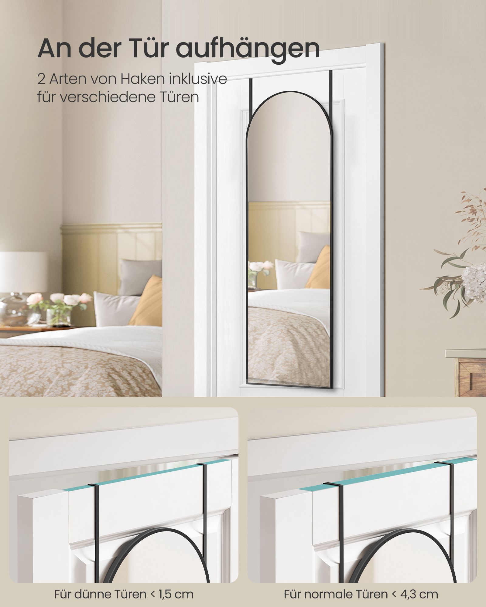 Pass mirror 120 x 40 cm curved ink black