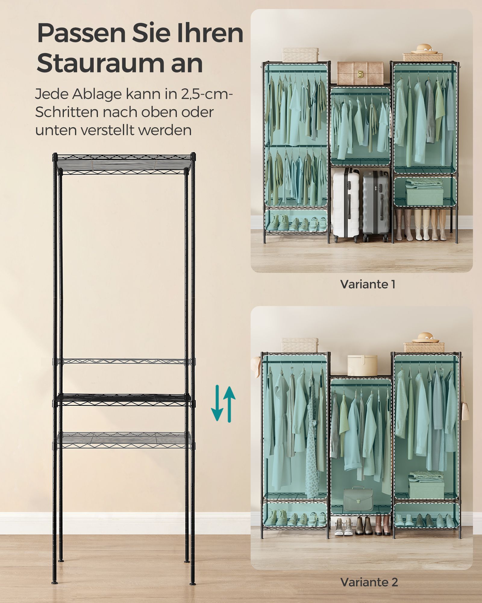 Wardrobe - Open - with adjustable shelves
