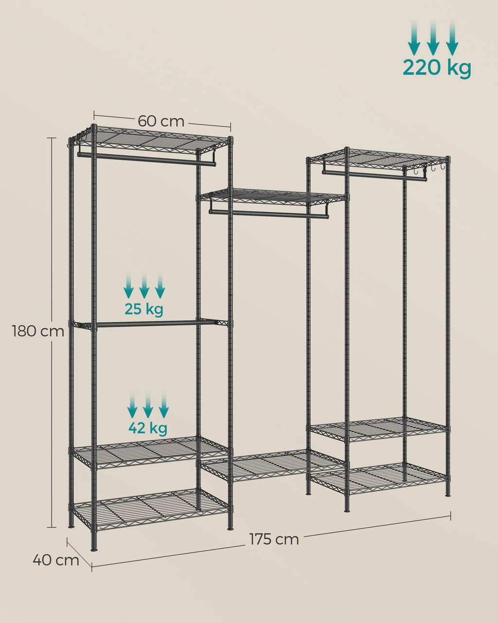 Wardrobe - Open - with adjustable shelves