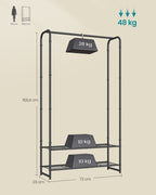 Clothing rack with shelves - 29 x 73 x 158.4 cm - matt black - compact