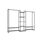 Clothing rack - with shelves - 29 × 183 × 158.4 cm - matt black