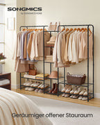 Clothing rack - with shelves - 29 × 183 × 158.4 cm - matt black