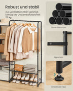 Clothing rack - with shelves - 29 × 183 × 158.4 cm - matt black