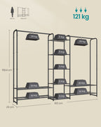 Clothing rack - with shelves - 29 × 183 × 158.4 cm - matt black