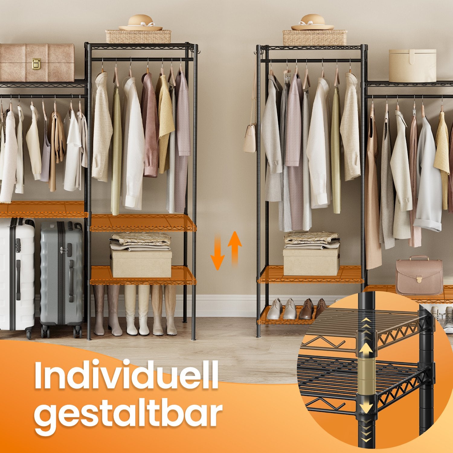 Clothes rack, open wardrobe, metal coat rack