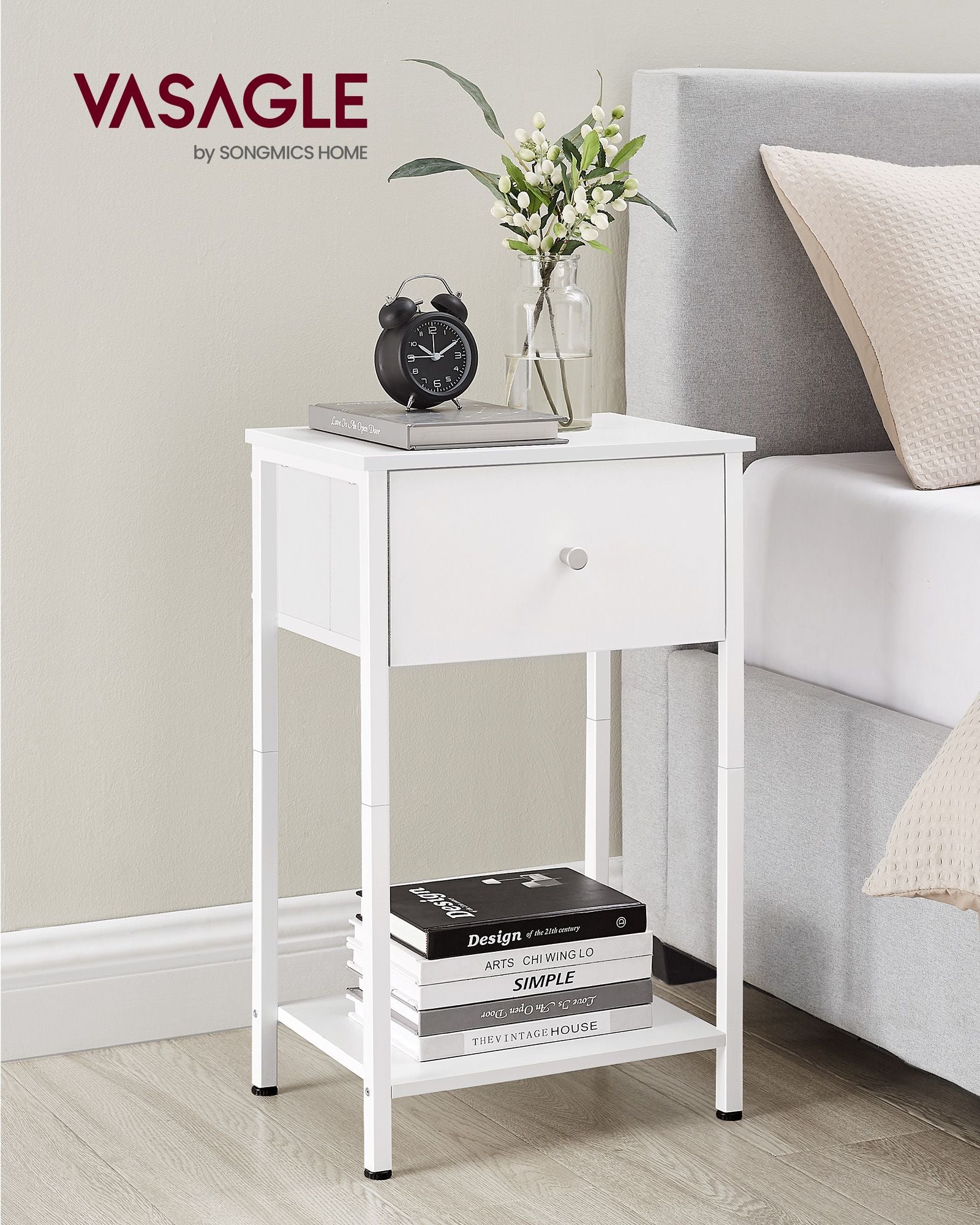 Side table - Set of 2 - with white fabric drawers