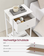 Side table - Set of 2 - with white fabric drawers