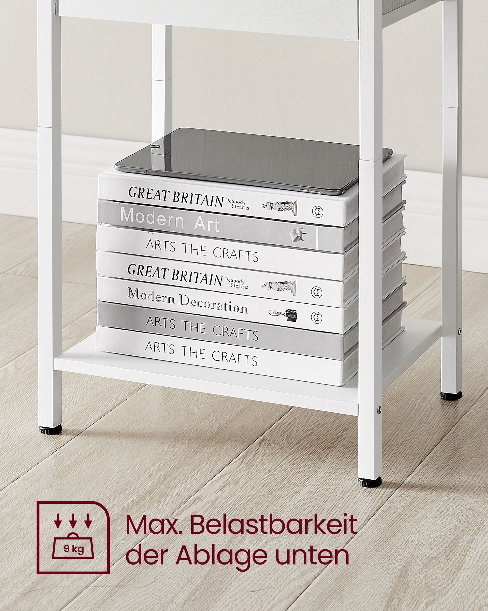 Side table - Set of 2 - with white fabric drawers