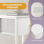Side table, bedside table, with shelf and fabric drawer