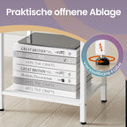 Side table, bedside table, with shelf and fabric drawer