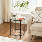 Side table - Round coffee table - With black metal frame