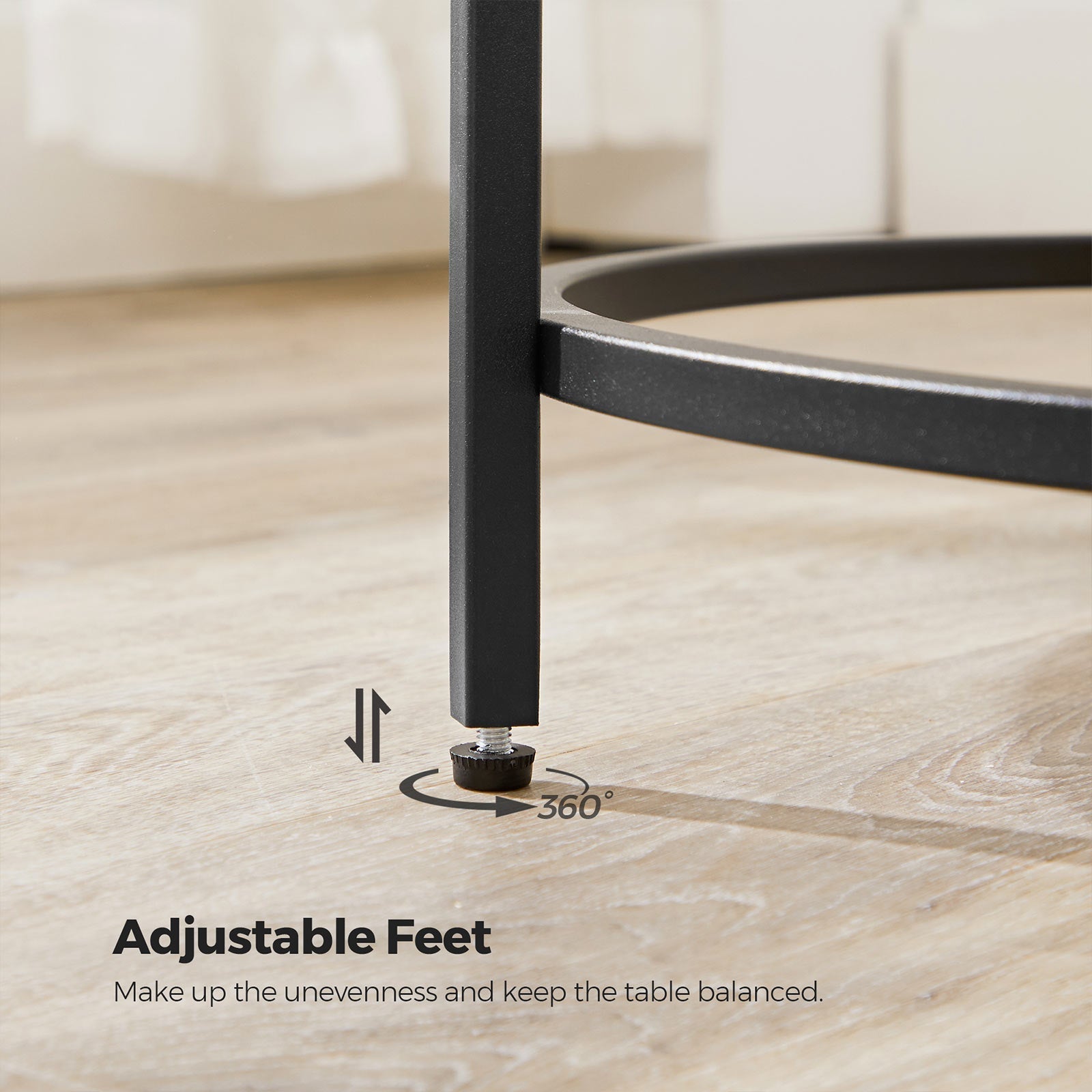Side table - Round coffee table - With black metal frame