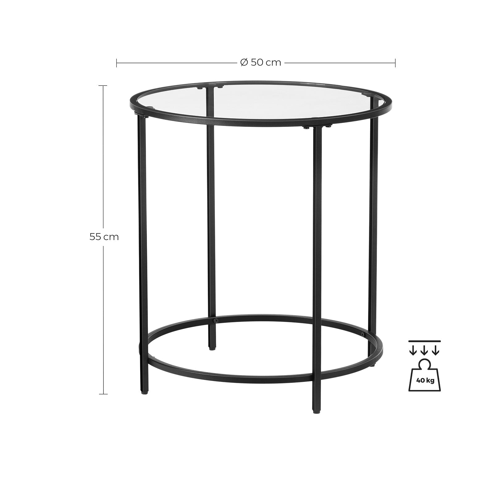 Side table - Round coffee table - With black metal frame