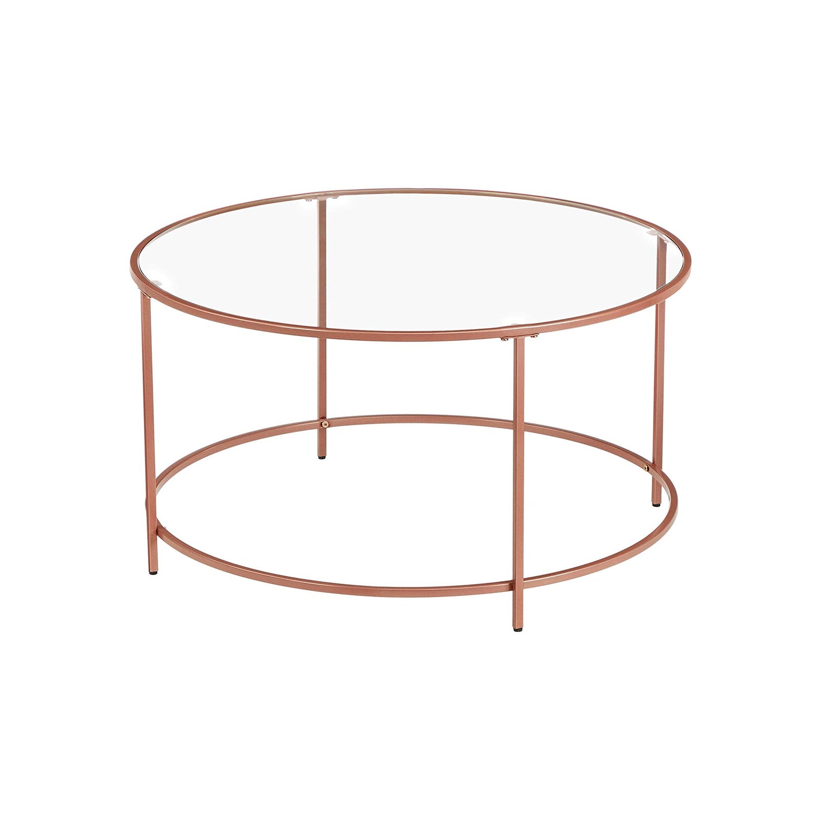 Coffee table - Round coffee table - Side table with glass top - Black