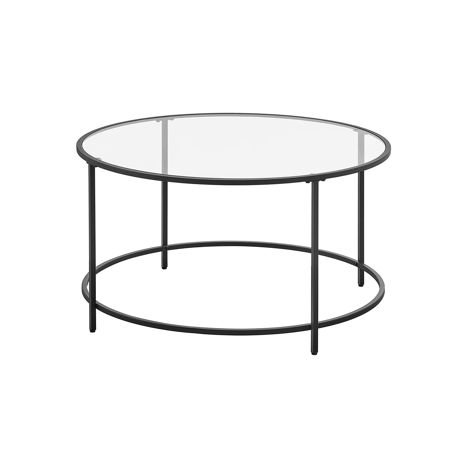 Coffee table - Round coffee table - Side table with glass top - Black