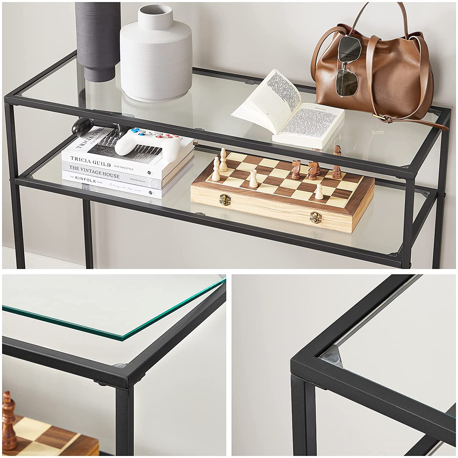 Side table - Consolet table - With 2 shelves - Black