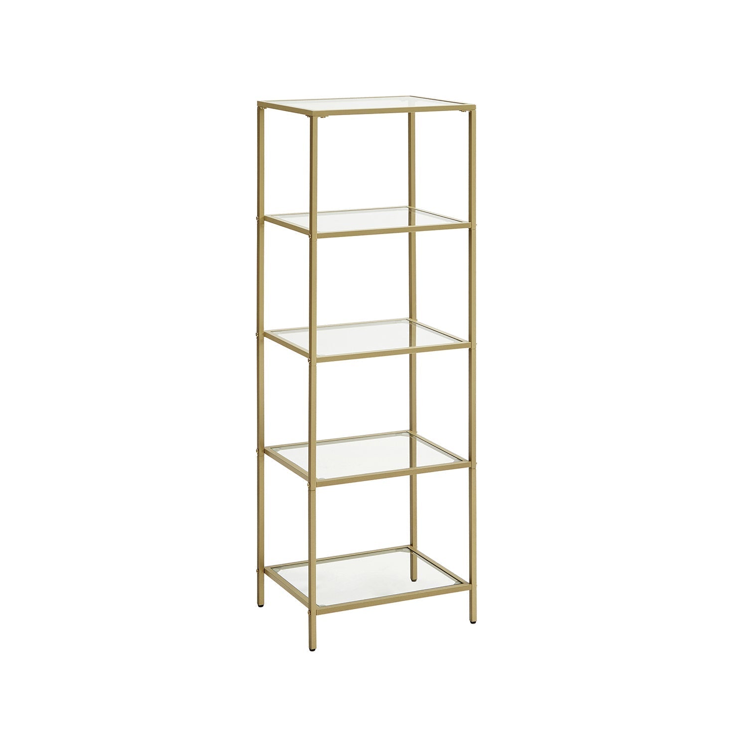 Bookcase - Standing Plank - Bathroom Cabinet - 5 Levels - Steel Frame - Gold