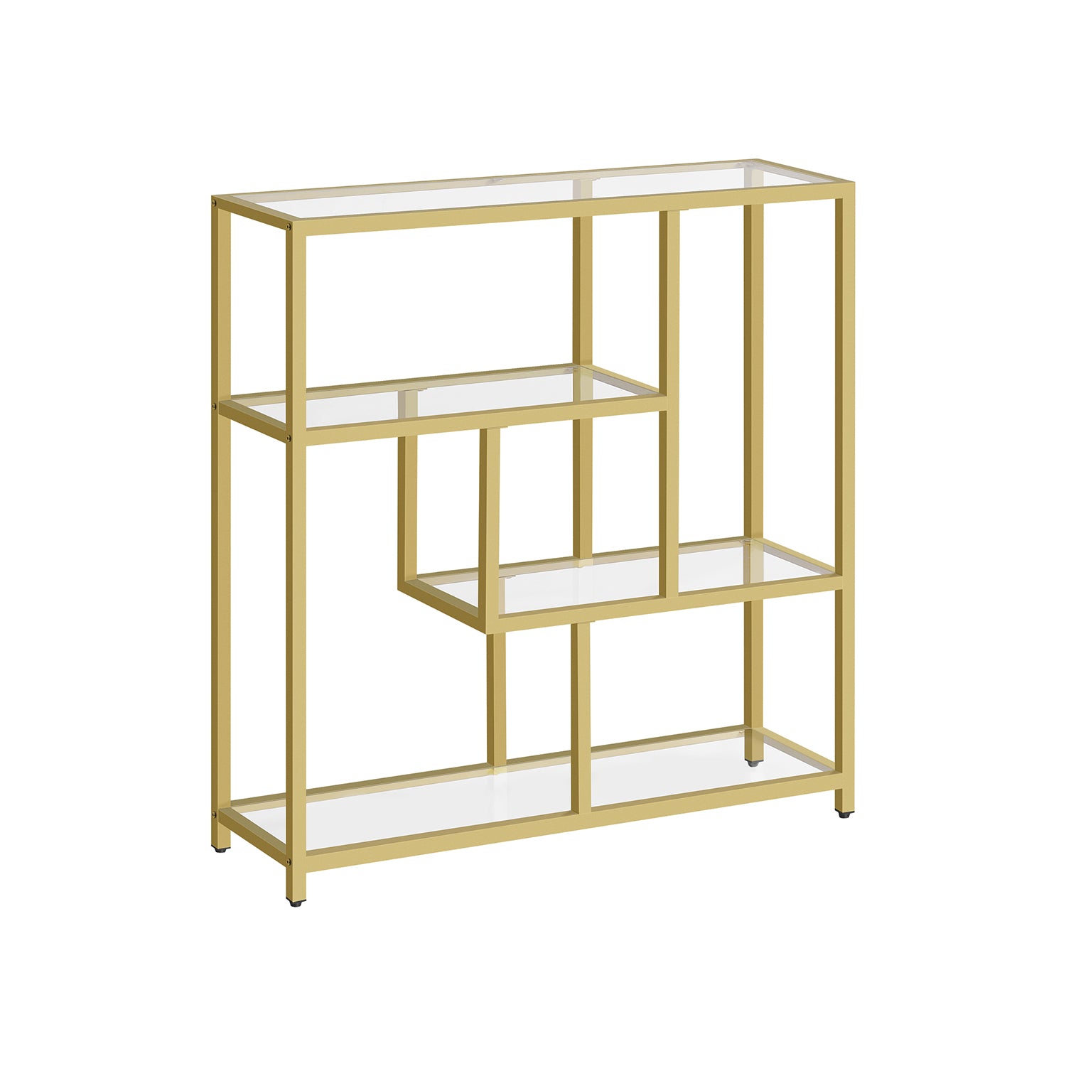 Bookcase with 4 shelves Transparent-bleek gold