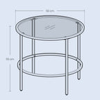 Side table-Round-Tempered Glass-Metal Frame-Pearly White-Leigrijs