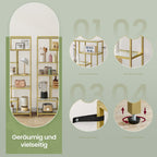 Bookcase with 6 levels, plank with shelters made of tempered glass, standing plank