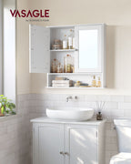 Mirror cabinet - With open compartment - Wall mounting - White