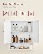 Mirror cabinet - With open compartment - Wall mounting - White