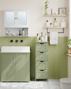 Bathroom cabinet - 4 drawers - 30 × 30 × 82 cm - Laurel green