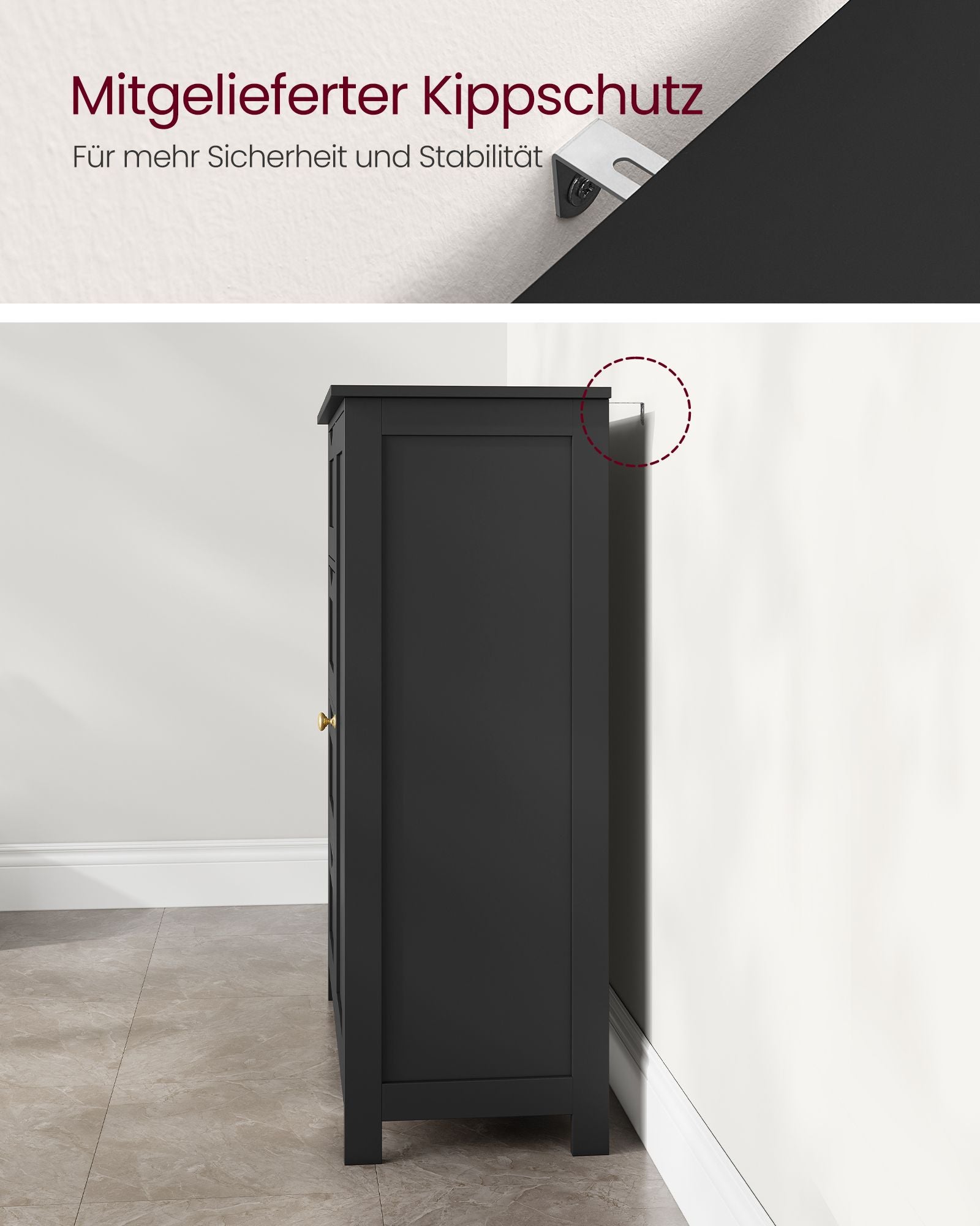 Bathroom furniture - 4 drawers - 30 × 55 × 82 cm - ink black