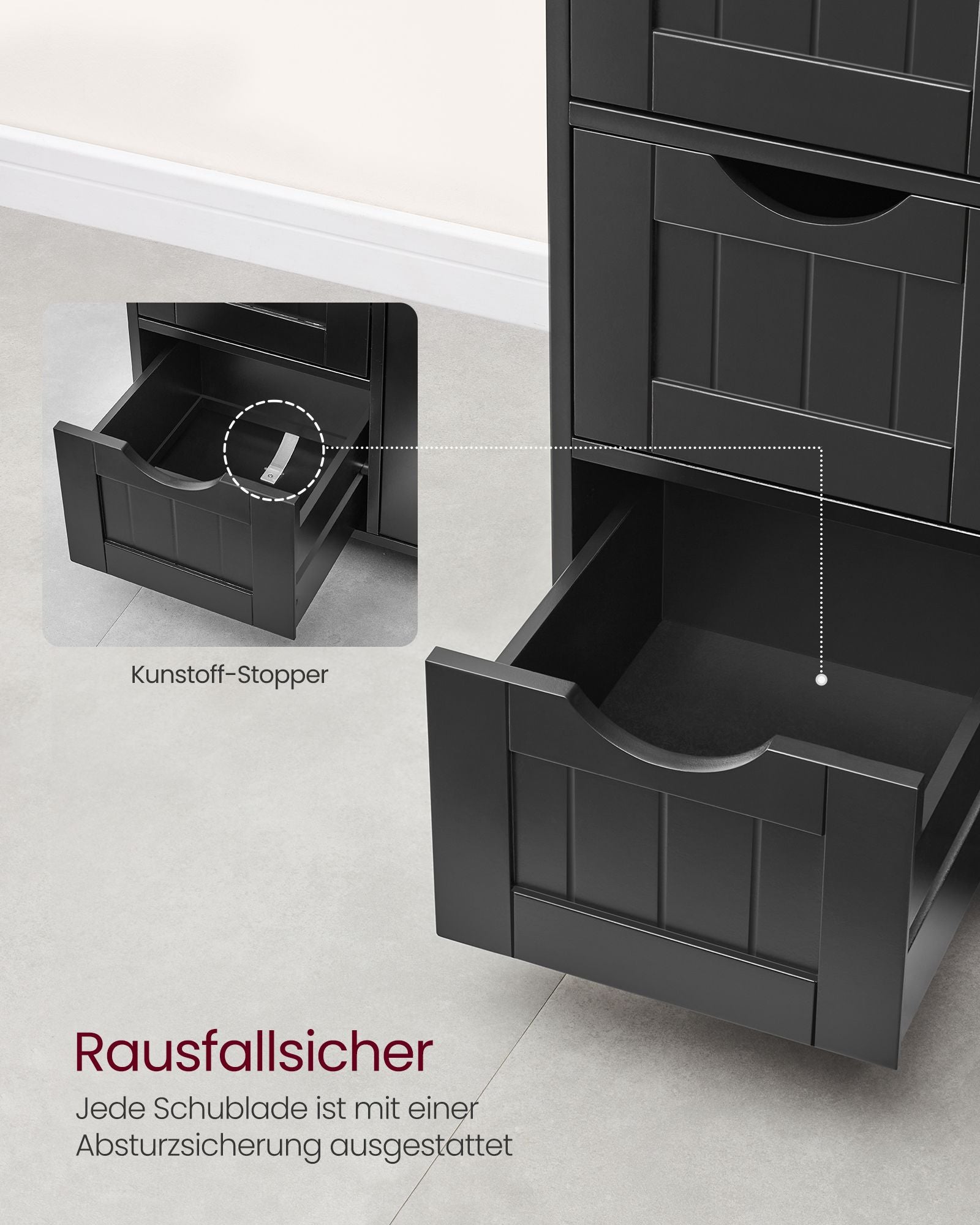 Bathroom furniture - 4 drawers - 30 × 55 × 82 cm - ink black
