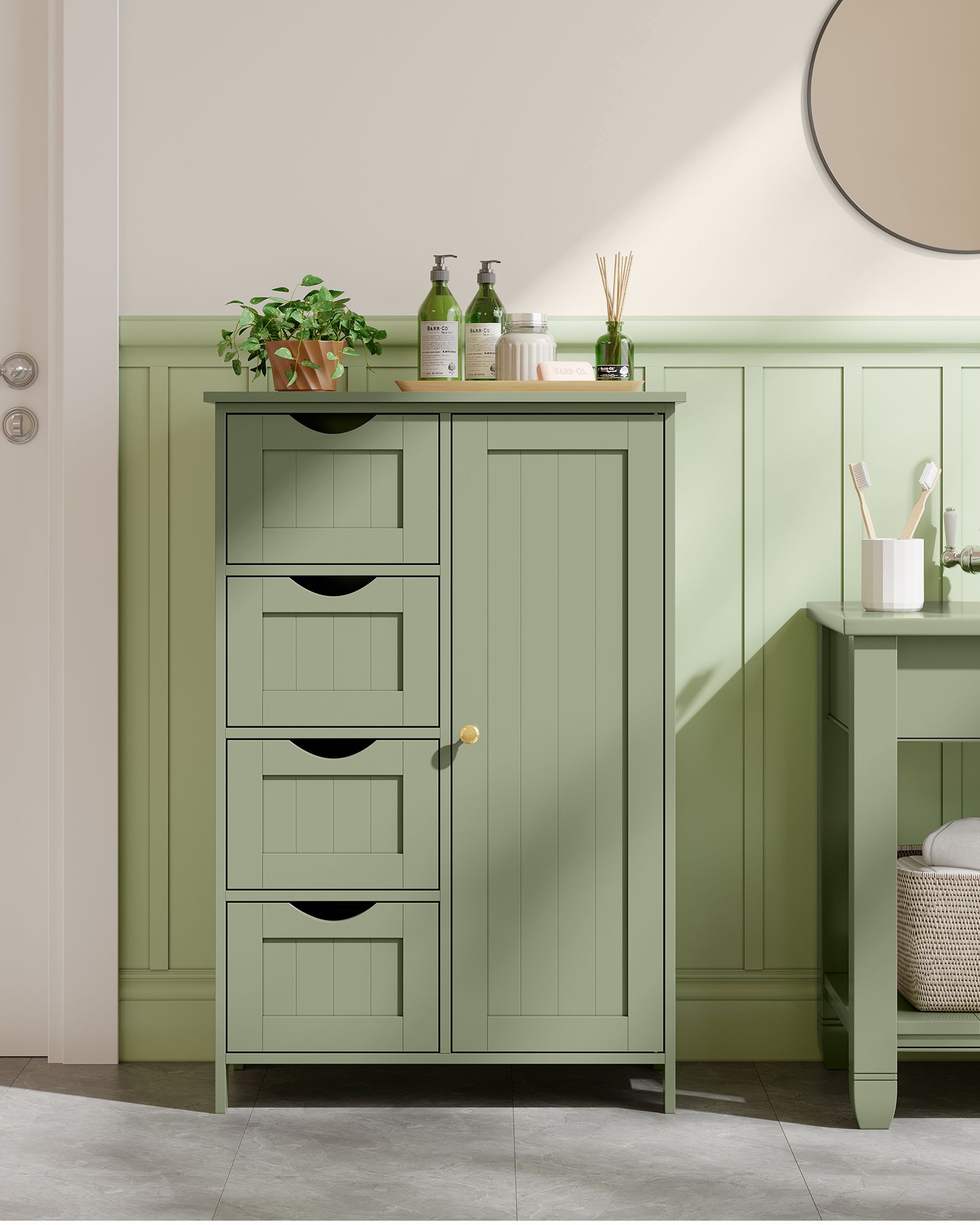Bathroom cabinet - 4 drawers - 30 × 55 × 82 cm - forest green