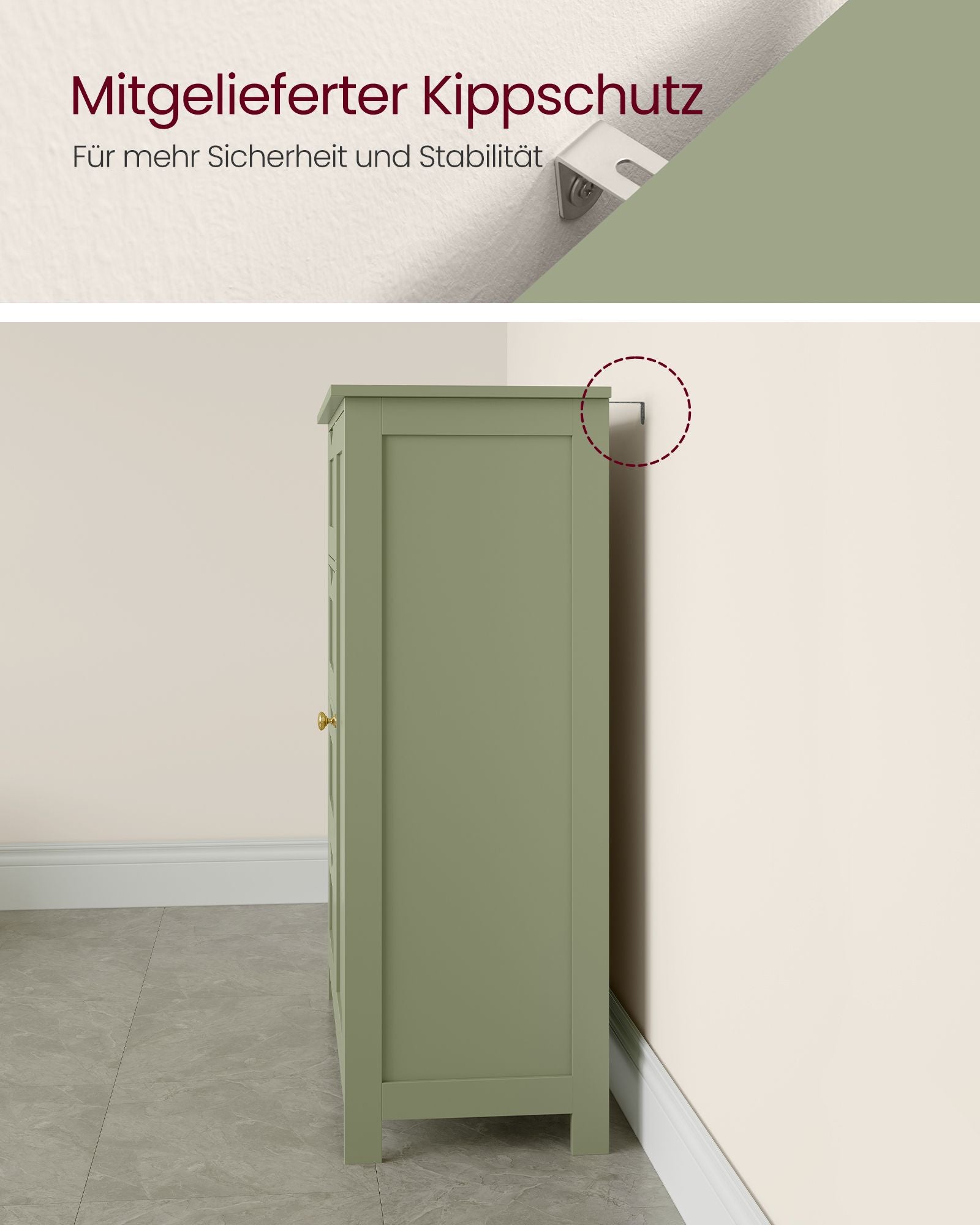 Bathroom cabinet - 4 drawers - 30 × 55 × 82 cm - forest green