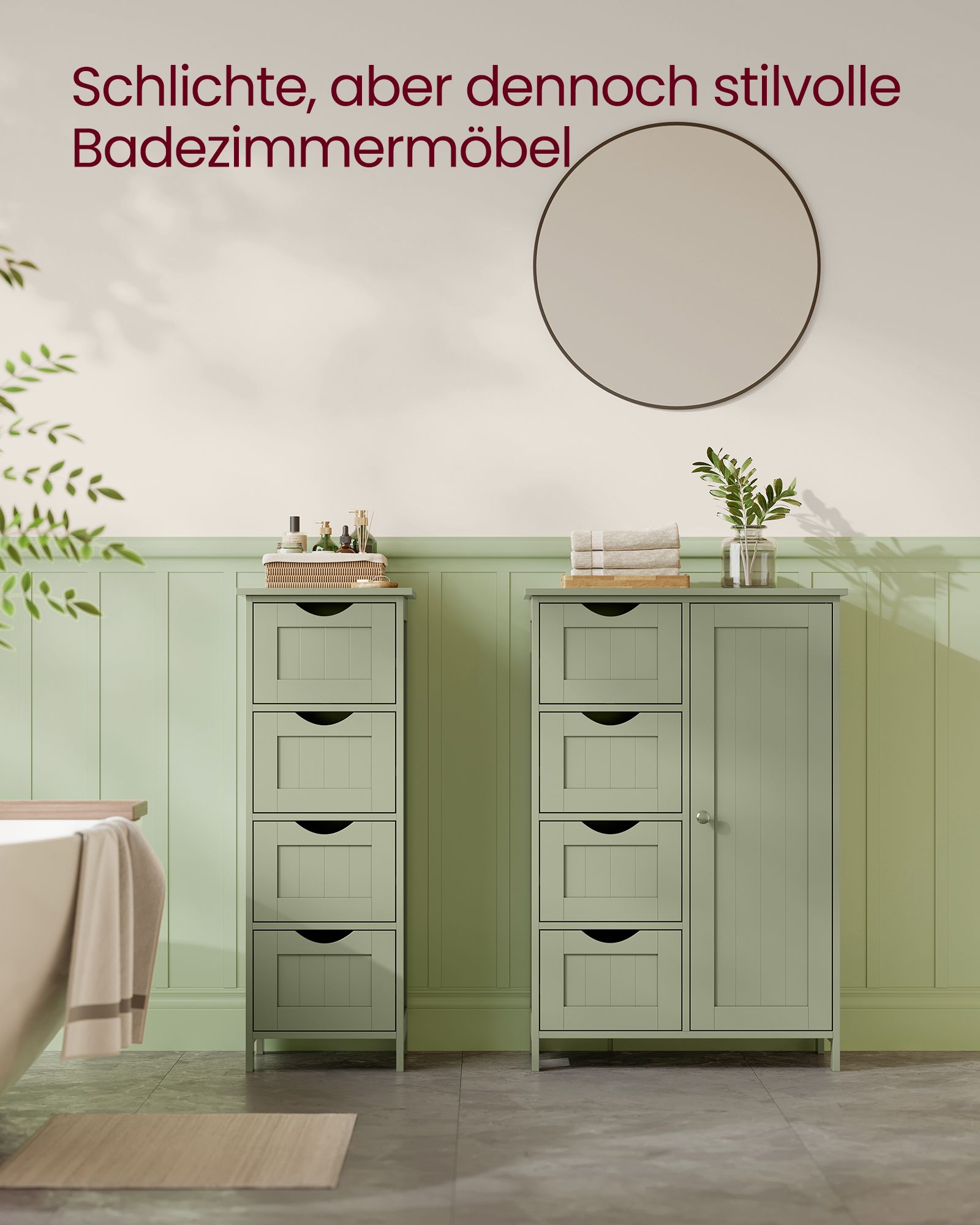 Bathroom cabinet - 4 drawers - 30 × 55 × 82 cm - forest green