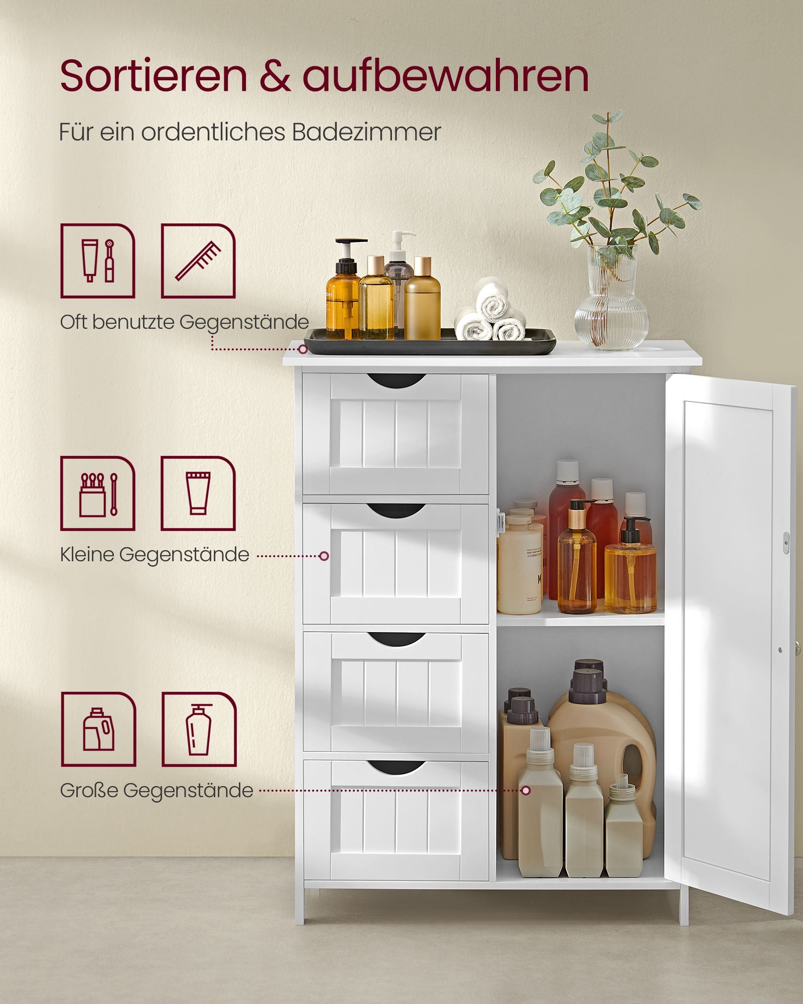 Bathroom cabinet - narrow - 4 drawers - Wolkwit