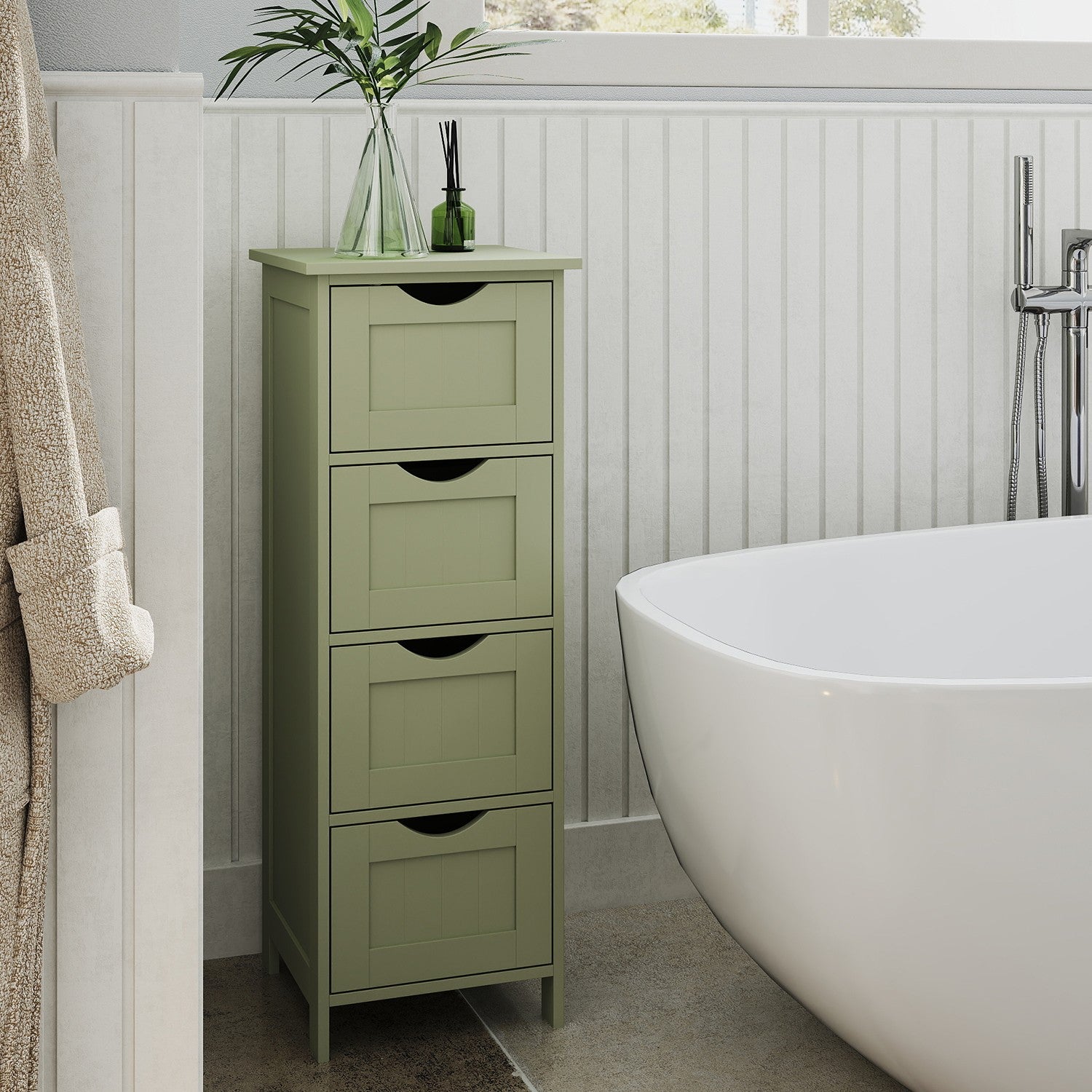 Bathroom cabinet with 4 drawers - Compact - White - Beepercase